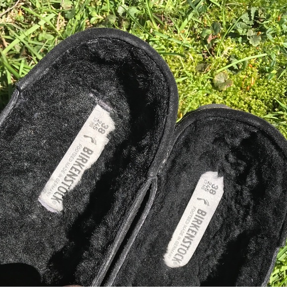 Birkenstock Black Leather Buckley Shearling Clog Size 7/7.5 - Picture 9 of 12